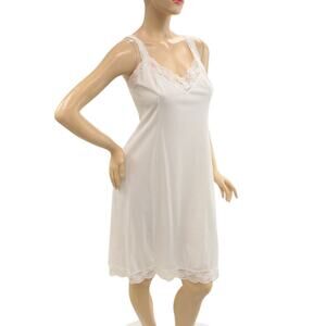 Vintage Olga Full Slip size 40 White Stretch Lace Trim Pinup Moulin Rouge Style